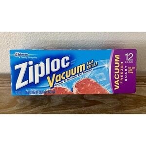 12 Ziploc Vacuum Quart Freezer Bag Refills Food Storage Use w/Pump Sealed NOS!